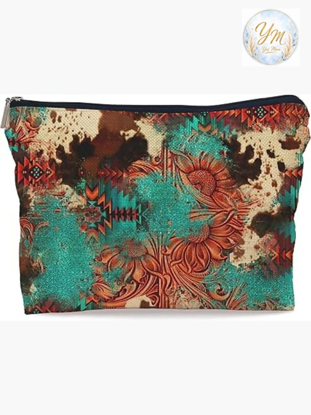 Western Cosmetic Bag Durable Travel Makeup Organizer Zippered Pouch